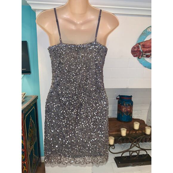 NWT Y2K  $248 WALTER BAKER W118 SEQUIN MESH SHIMMER SLIP DRESS  XS - Picture 2 of 6